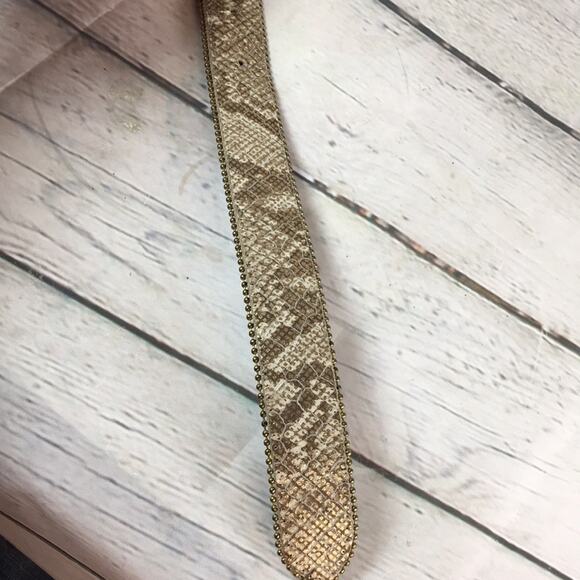 Sandy Duftler Designs Leather Belt Womens Medium‎ Gold w/ White Reptile Pattern - Picture 10 of 10